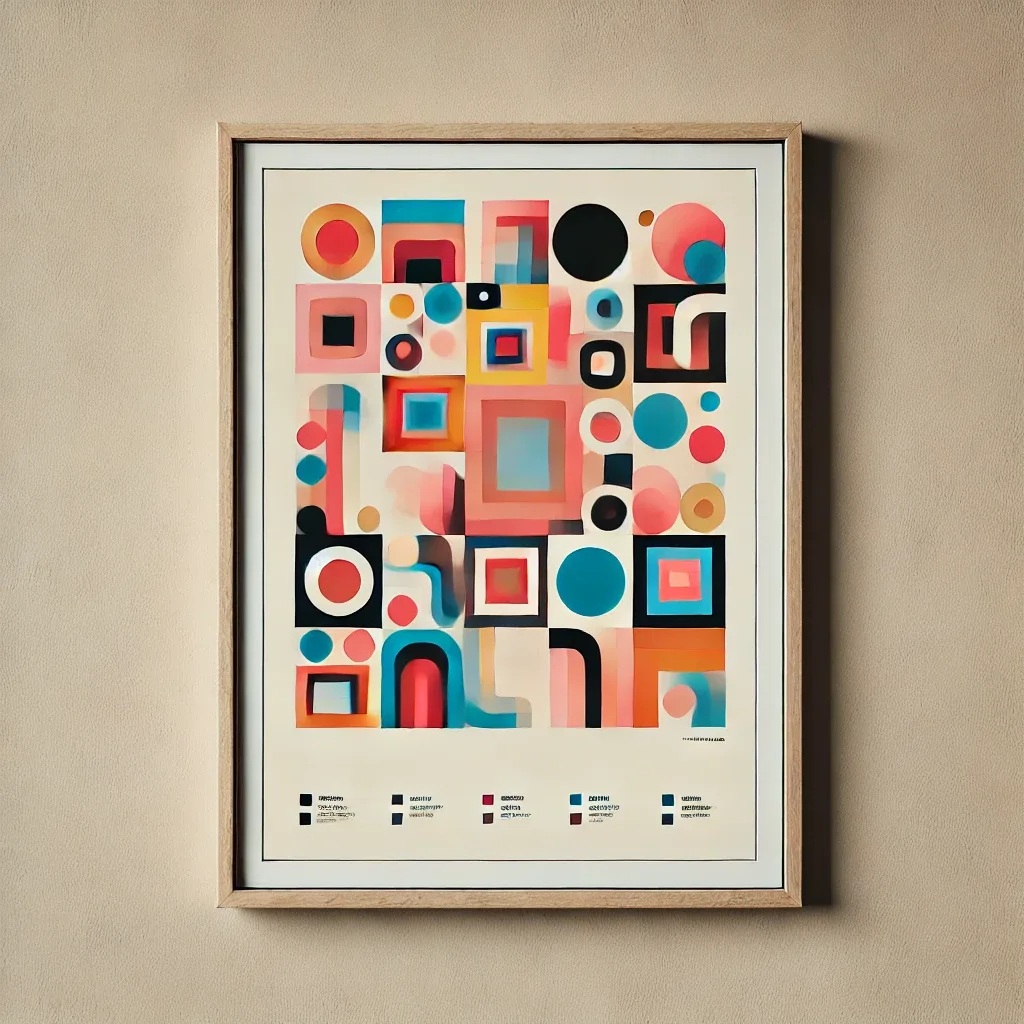 DALL·E 2024-10-27 00.48.29 - Create a simple image of a picture frame hanging on a wall with multiple abstract NFT artworks inside it. The frame should have a modern, minimalist d.webp