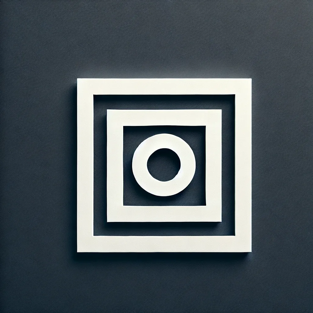 DALL·E 2024-10-27 22.40.45 - A very minimal, abstract logo design for an NFT Gallery app that fills the entire frame with basic shapes, such as a bold square or circle, designed t.webp